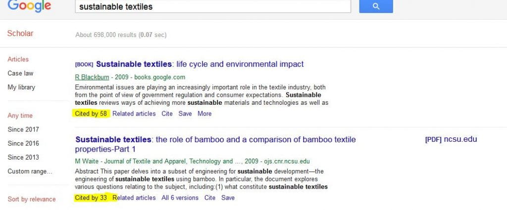 Google Scholar Search Example